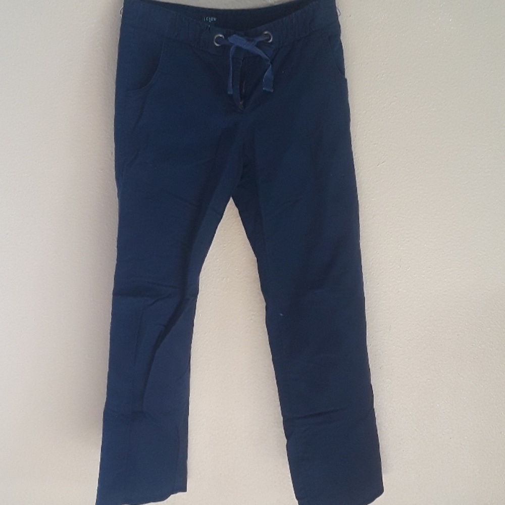 J Crew Navy Linen City Fit Pants with Drawstring